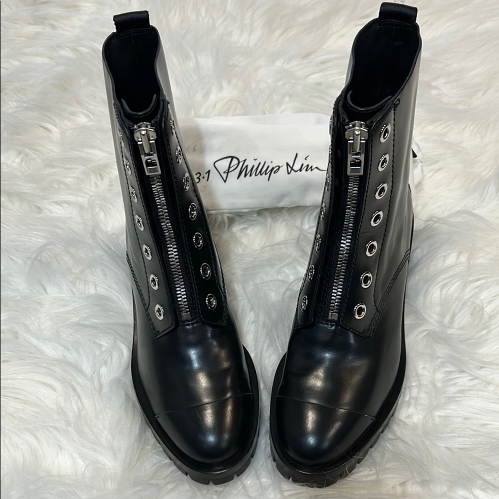 3.1 Phillip Lim Black Combat Moto Boots NEW